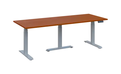 FLEXIMEET 200-80 výškově nastavitelný stůl, kovová podnož stříbrná, deska 25 mm, široký 2000 mm, třešeň šumavská